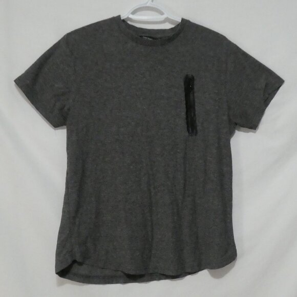 CEDAR WOOD STATE | medium | Casual Grey T-Shirt with Black Zipper Chest Detail - Picture 1 of 14